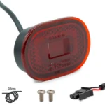 Červené oválne LED bočné svetlo pre elektrickú kolobežku s káblom a montážnymi skrutkami